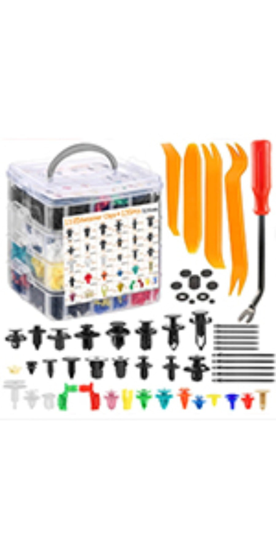 415pcs or 1240pcs Car Accessories - Car Push Retainer Clips & Auto Fasteners Kit - 32 Most Popular Sizes Nylon Bumper Fender Rivets with 10 Cable Ties and Fasteners Remover