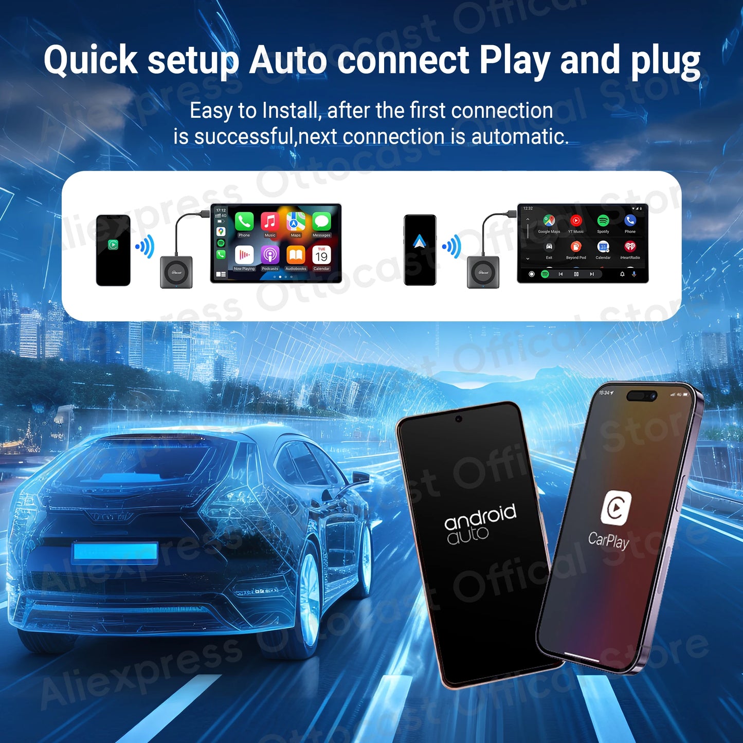 OTTOCAST Car TV Mate Pro C4 Wireless CarPlay Android Auto Adapter Multimedia Adapter Video Converter for HDMI for TV Sticks New