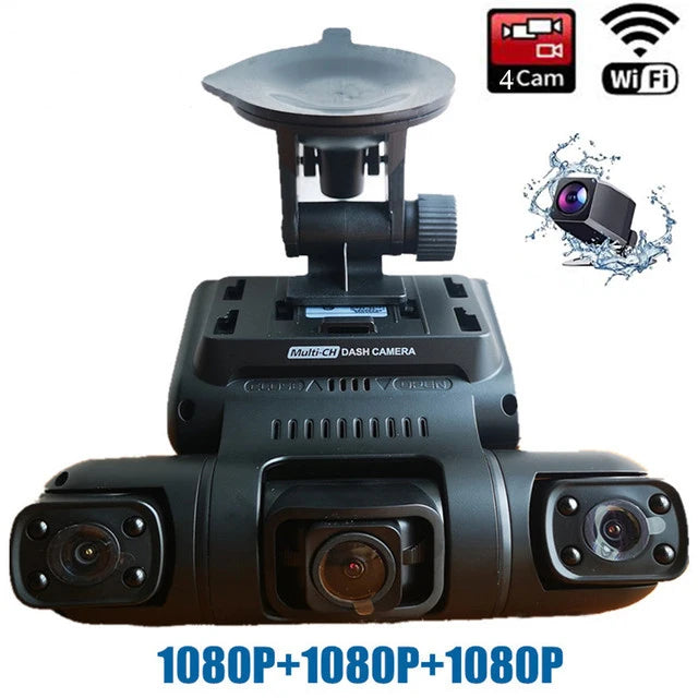 4 Ch Dash Cam 360°Panorama Car DVR HD 4*1080P Cameras WIFI/WDR Night Vision Automatic Video Recorder 24H Parking Monitor 256G