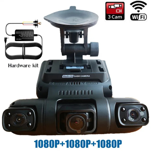 4 Ch Dash Cam 360°Panorama Car DVR HD 4*1080P Cameras WIFI/WDR Night Vision Automatic Video Recorder 24H Parking Monitor 256G