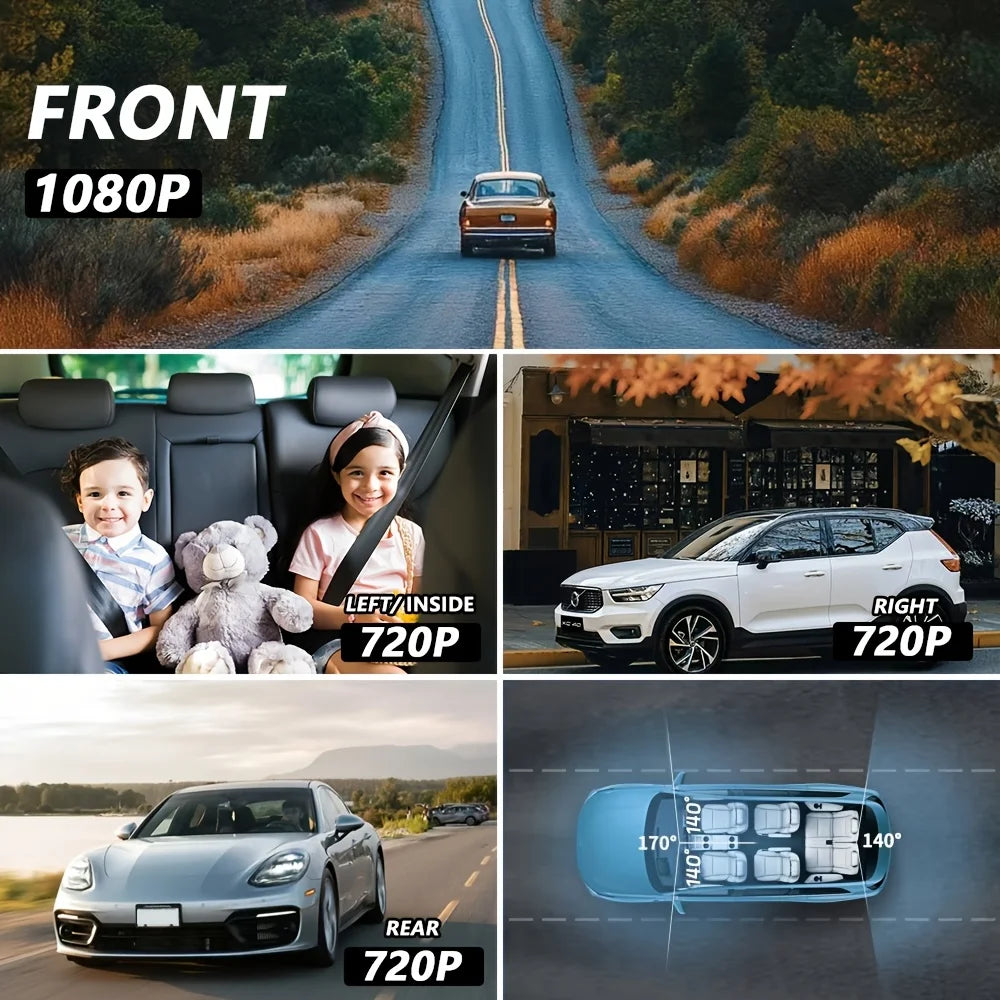 Dash Cam 4 Channel wifi Video Recorder 360° Car Recording Camera Night Vision 24H Parking Monitor Black Box Car Accessories