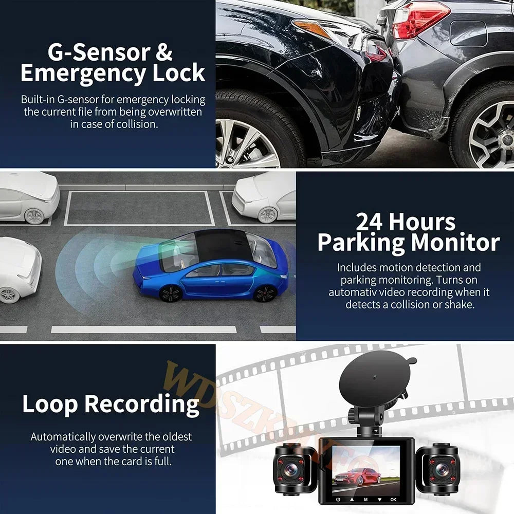 360° Car Dash Cam 3/4 Channels Video Recorder WIFI 1080P Car DVR 3Lens Front left right Rear camera Black Box Car accessory