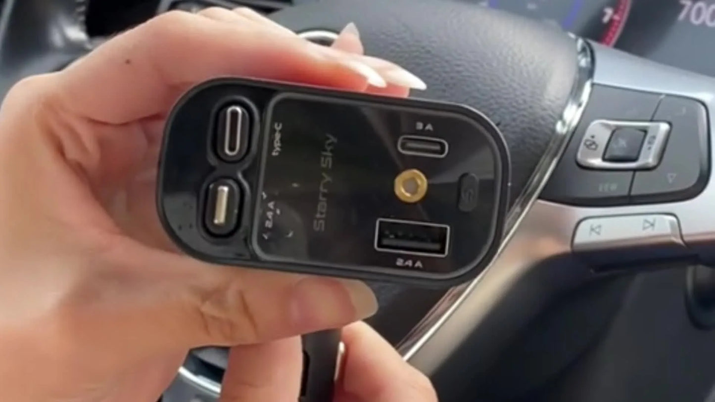 4in1 Retractable Car Charger with USB Roof Star Type-C Cable for iPhone Fast Charging Cigarette Lighter Adapter Starlight Phone
