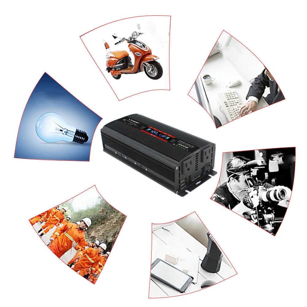 2000W Car Inversor 12V to 110V Universal/EU socket DC to AC Power Inverter home/travel/camping portable power supply Converter