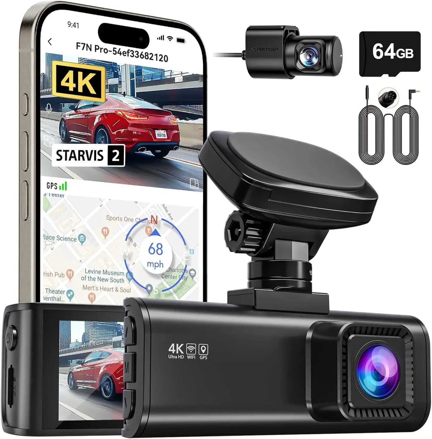 REDTIGER F7N PRO Dash Camera 4K Video Recorder Built In WiFi GPS FOV 170 Dash Cam With SONY STARVIS 2 SENSOR Night Vision