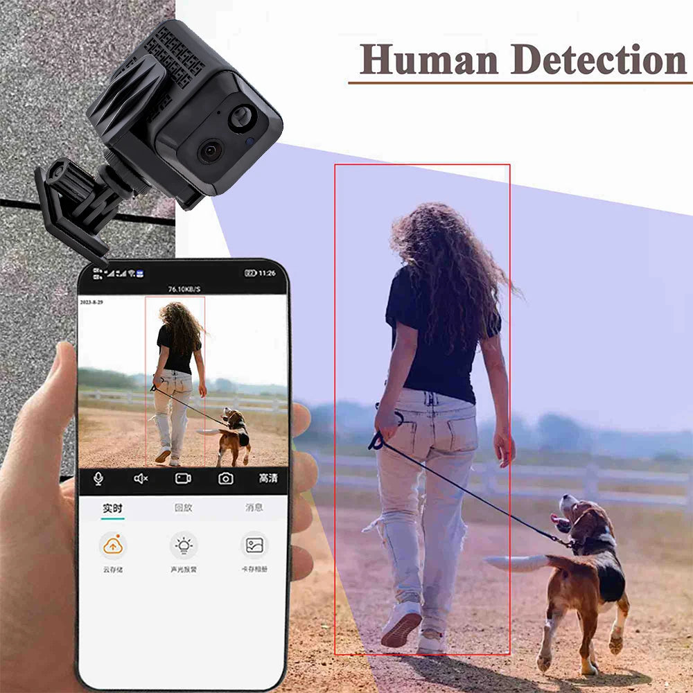 WGWK 4MP Mini Camera WIFI IR Night Vision Human Motion Detection Alarm Surveillance Built-in 3000mAh Battery Security Protection