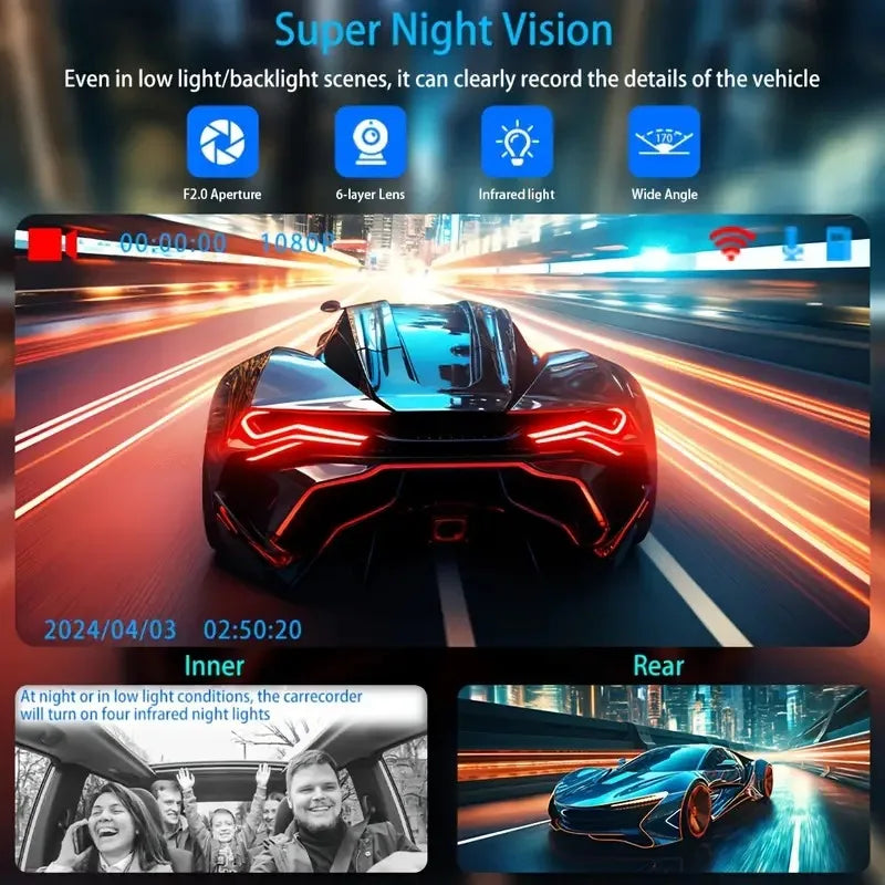 3 Camera Dash Cam For Car Camera 1080P Video Recorder WIFI Car DVR 2lens Front Rear View Camera Night Vision Car Accessories