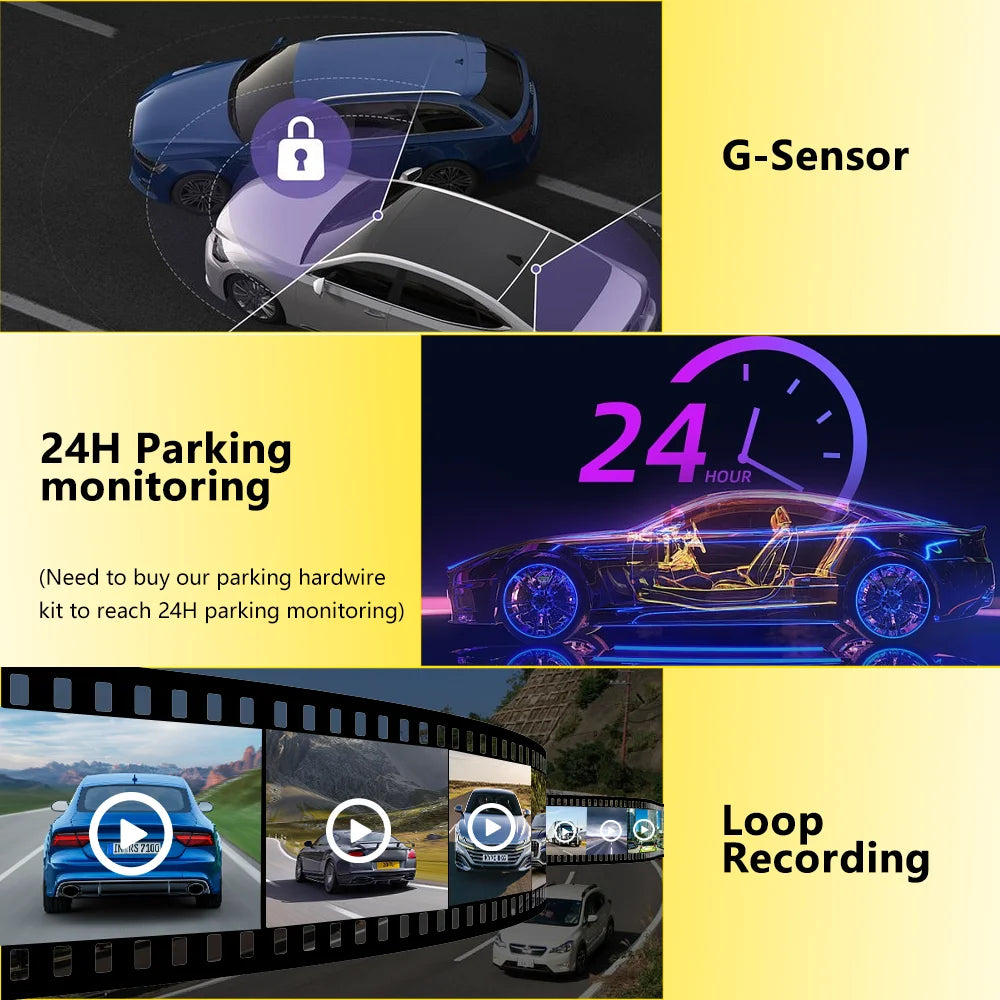 BEPOCAM Dash Cam ZD47 4K HD Dash Car Camera 2" Screen F1.8 Night Vision WDR Car DVR Built-In GPS Wi-Fi G-Sensor Motion Detection