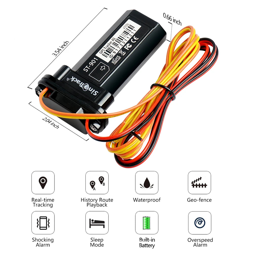 SinoTrack Mini Waterproof Builtin Battery GSM GPS tracker device ST-901 for Car Motorcycle Vehicle Remote Control Free Web APP