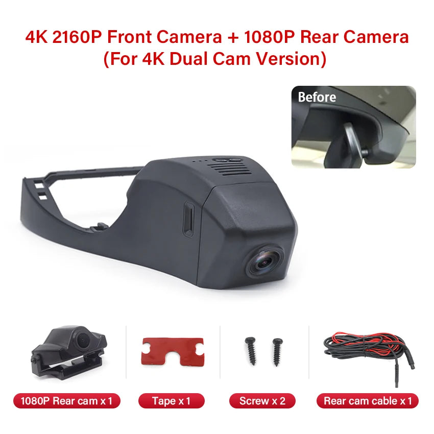 New 4K Wifi Car DVR Video Recorder Plug and Play Dash Cam for Volkswagen