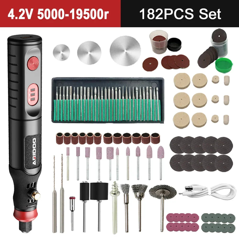 5000-19500r 4.2V Cordless Electric Drill Engraving Machine Rechargeable Drill Tool Micro Rotary Tool Engraver Electric Drill Set