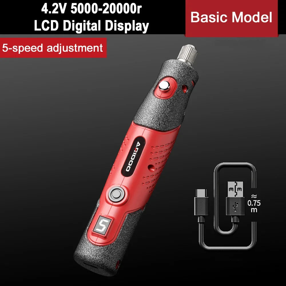 5000-19500r 4.2V Cordless Electric Drill Engraving Machine Rechargeable Drill Tool Micro Rotary Tool Engraver Electric Drill Set