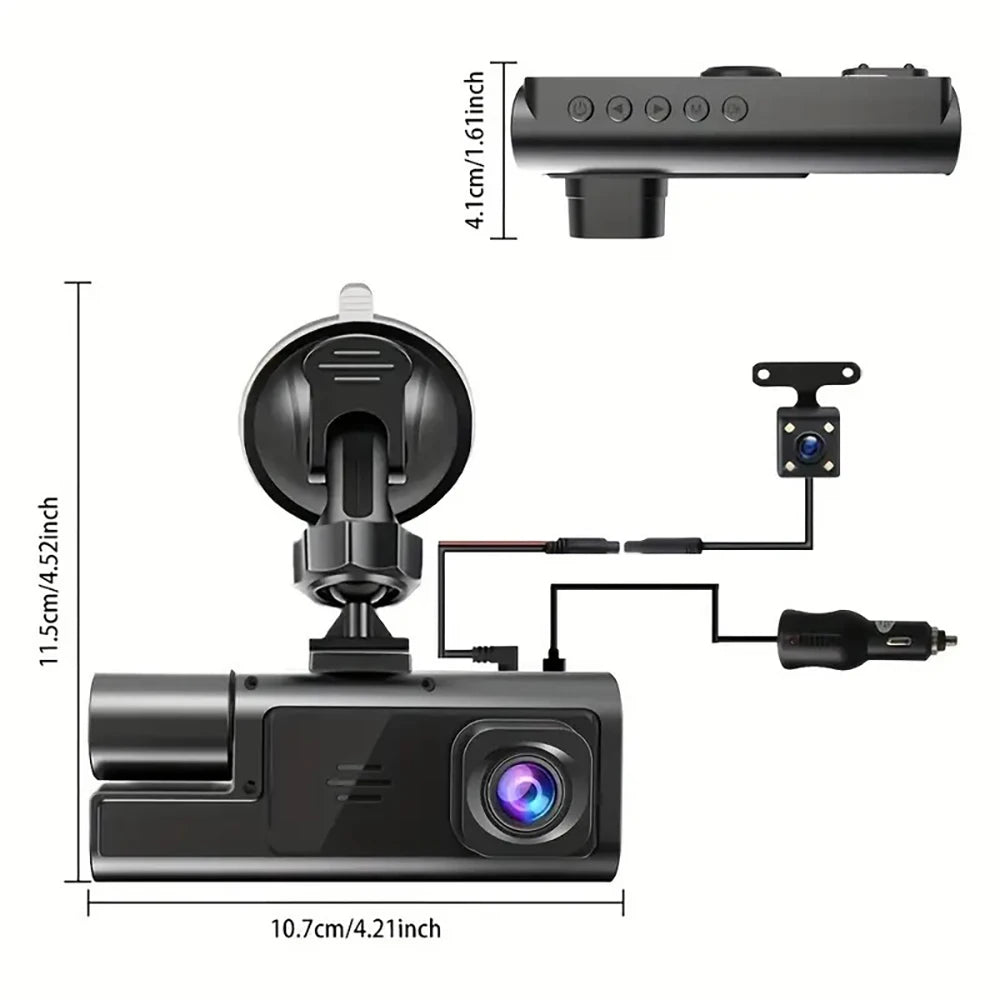 3 Camera Dash Cam For Car Camera 1080P Video Recorder WIFI Car DVR 2lens Front Rear View Camera Night Vision Car Accessories