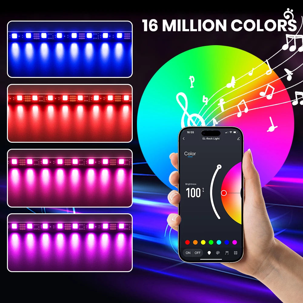 Car Ambient Led Interior Light RGB LED Backlight Strip Sync to Music Bluetooth App Control Auto Decoration Lights Car Lamp