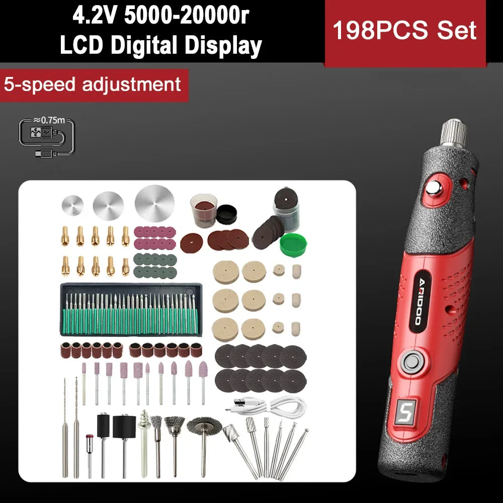 5000-19500r 4.2V Cordless Electric Drill Engraving Machine Rechargeable Drill Tool Micro Rotary Tool Engraver Electric Drill Set