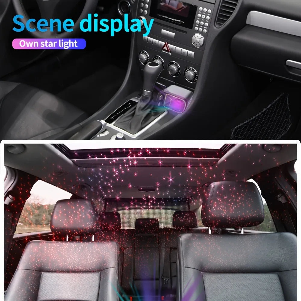 4in1 Retractable Car Charger with USB Roof Star Type-C Cable for iPhone Fast Charging Cigarette Lighter Adapter Starlight Phone
