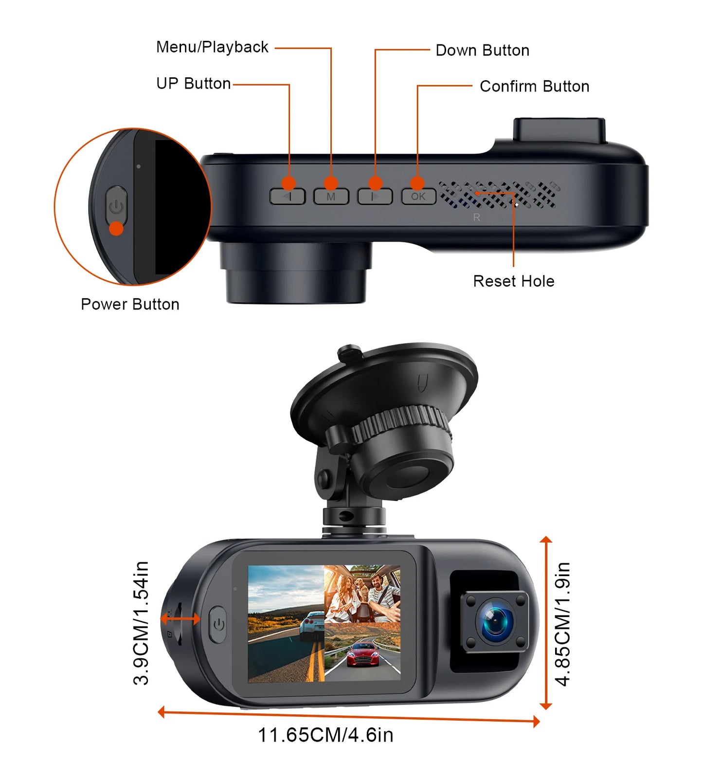 Soam 4K Car Dash Cam 3 Channel Front Rear And Inside Night Vision 24H Parking Monitor APP control Built-In WIFI Dvr Dash Cam
