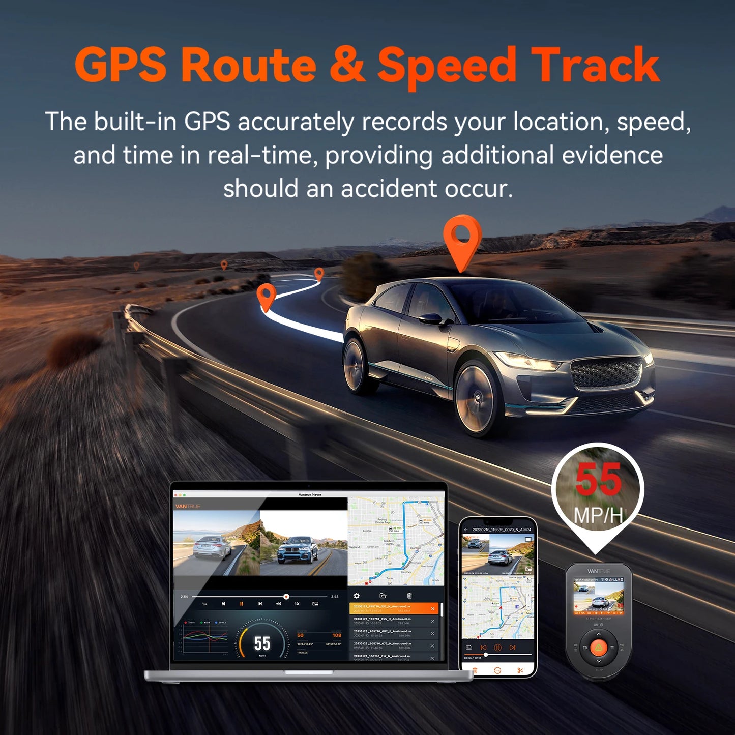 Vantrue S1Pro DashCam 2.7K Dual Dash Cam Front and Rear 5G WiFi 60FPS Hidden Dash Camera w/HDR Night Vision GPS Voice Control