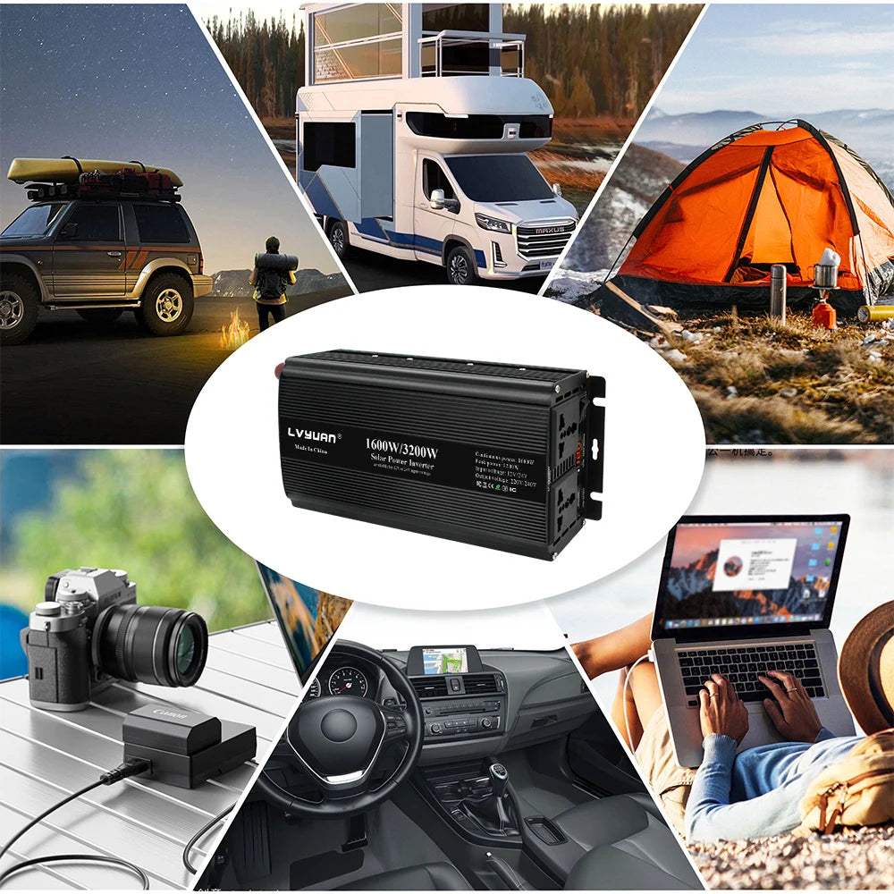 2000W Car Inversor 12V to 110V Universal/EU socket DC to AC Power Inverter home/travel/camping portable power supply Converter