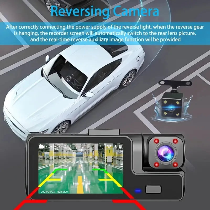 3 Camera Dash Cam For Car Camera 1080P Video Recorder WIFI Car DVR 2lens Front Rear View Camera Night Vision Car Accessories