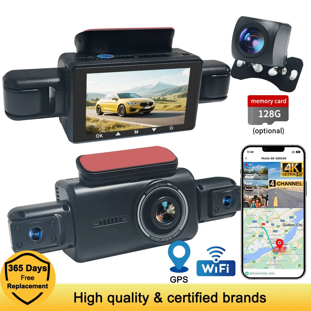 dashcam 4K For Sony 1.6F large aperture Ultra HD Built-in WIFI GPSAuto Record Motion Detection 5G Car DVR Rear Camera