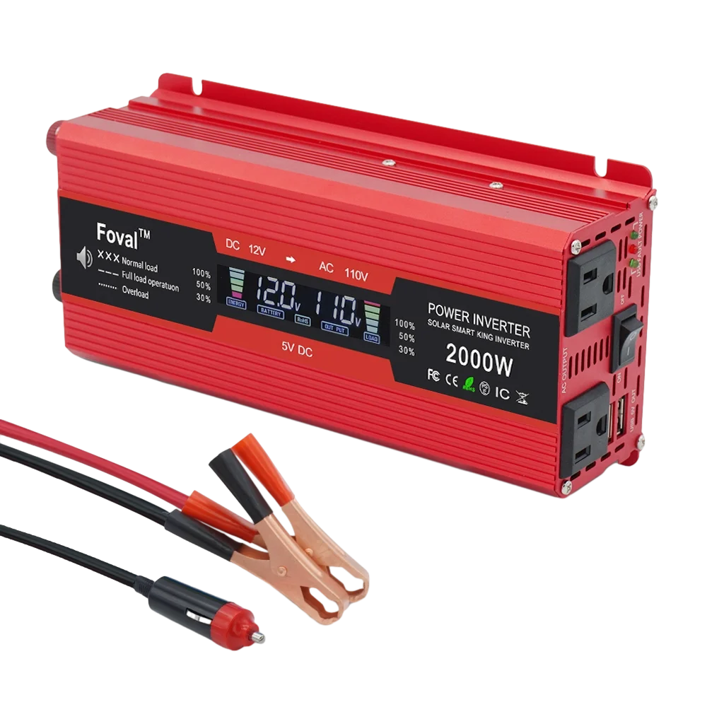 2000W Car Inversor 12V to 110V Universal/EU socket DC to AC Power Inverter home/travel/camping portable power supply Converter