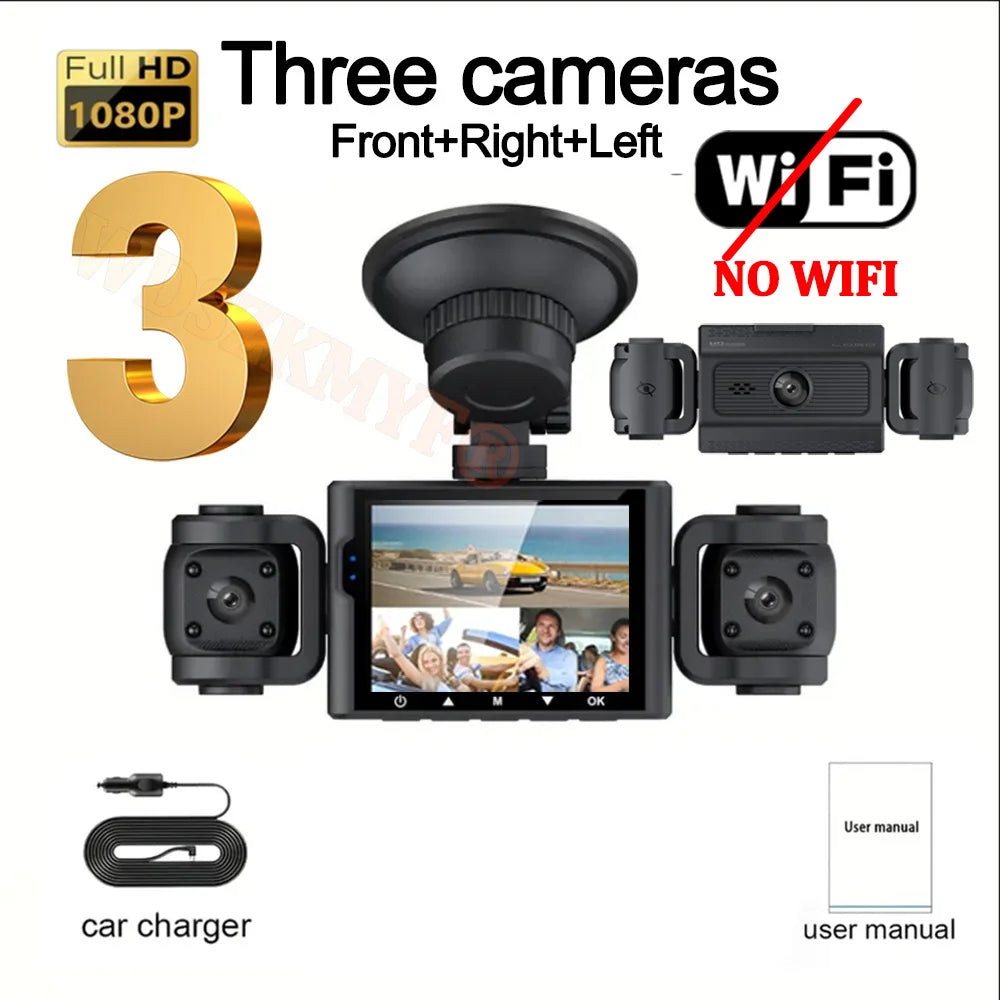 360° Car Dash Cam 3/4 Channels Video Recorder WIFI 1080P Car DVR 3Lens Front left right Rear camera Black Box Car accessory