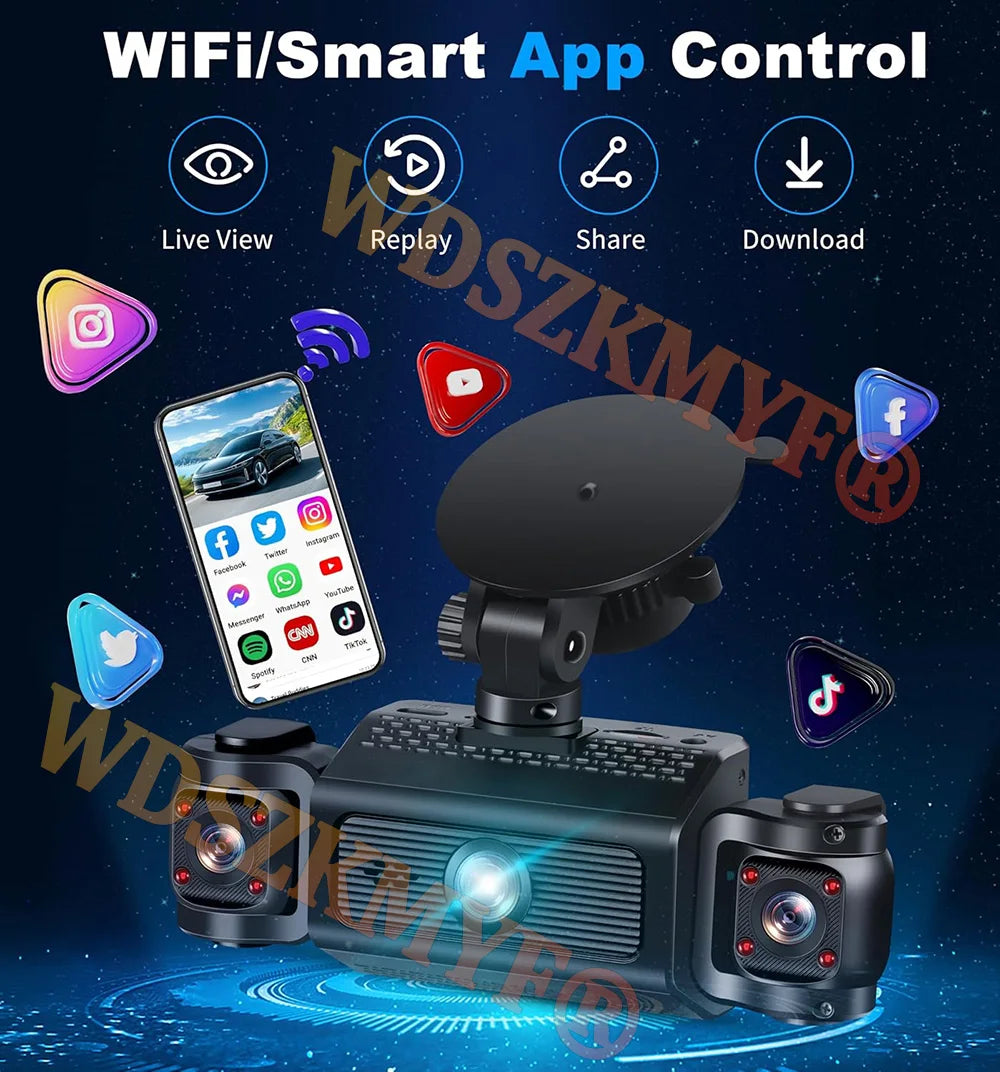 360° Car Dash Cam 3/4 Channels Video Recorder WIFI 1080P Car DVR 3Lens Front left right Rear camera Black Box Car accessory