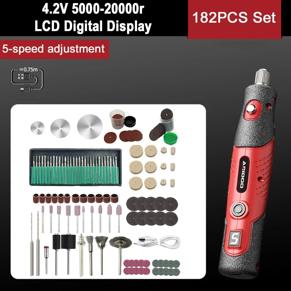 5000-19500r 4.2V Cordless Electric Drill Engraving Machine Rechargeable Drill Tool Micro Rotary Tool Engraver Electric Drill Set