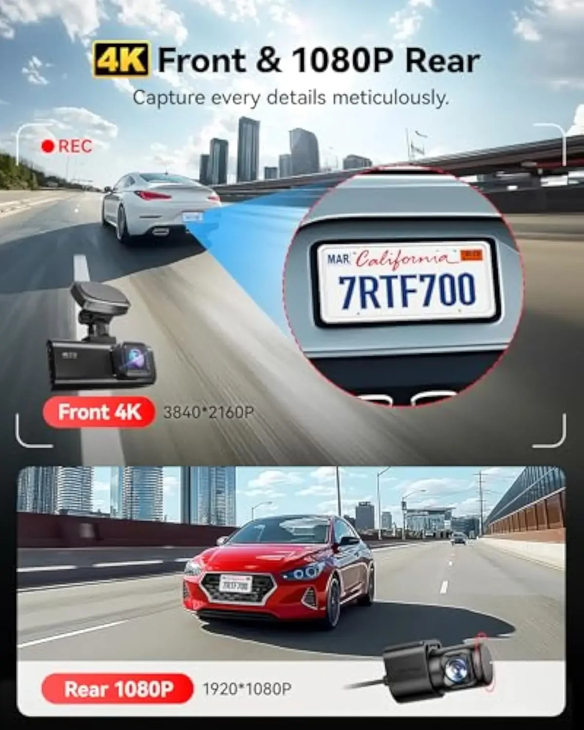 REDTIGER F7N PRO Dash Camera 4K Video Recorder Built In WiFi GPS FOV 170 Dash Cam With SONY STARVIS 2 SENSOR Night Vision