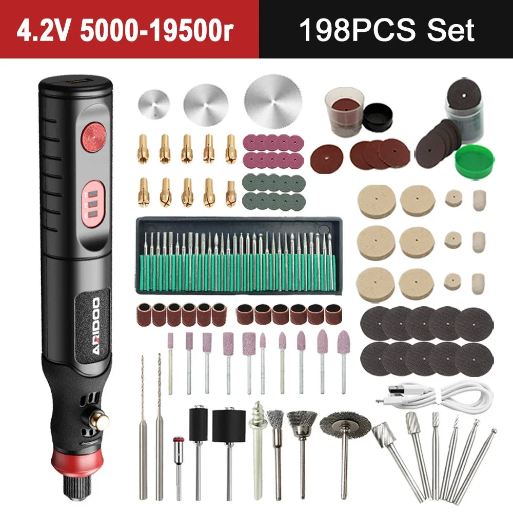 5000-19500r 4.2V Cordless Electric Drill Engraving Machine Rechargeable Drill Tool Micro Rotary Tool Engraver Electric Drill Set
