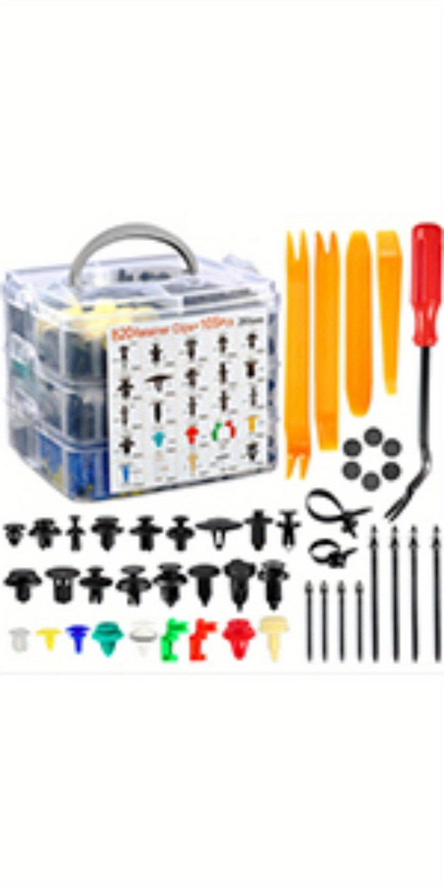 415pcs or 1240pcs Car Accessories - Car Push Retainer Clips & Auto Fasteners Kit - 32 Most Popular Sizes Nylon Bumper Fender Rivets with 10 Cable Ties and Fasteners Remover