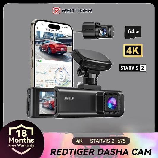 REDTIGER F7N PRO Dash Camera 4K Video Recorder  Built In WiFi GPS FOV 170 Dash Cam With SONY STARVIS 2 SENSOR Night Vision