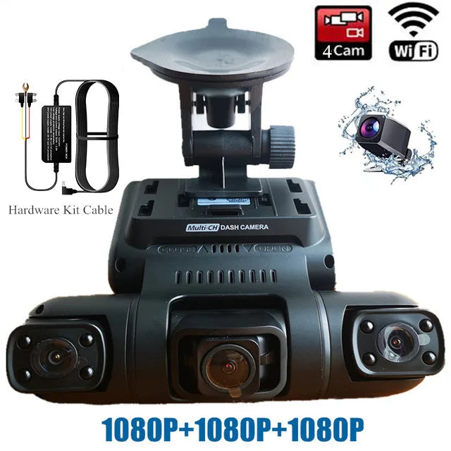 4 Ch Dash Cam 360°Panorama Car DVR HD 4*1080P Cameras WIFI/WDR Night Vision Automatic Video Recorder 24H Parking Monitor 256G