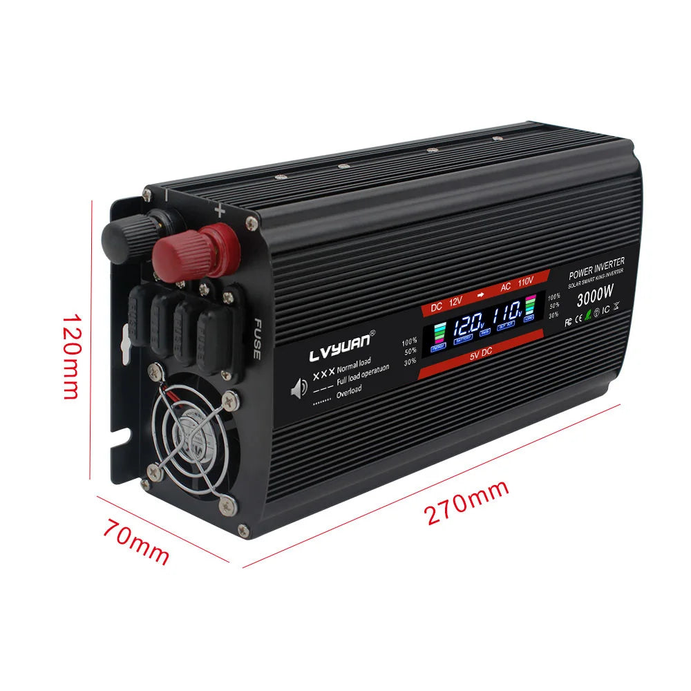 2000W Car Inversor 12V to 110V Universal/EU socket DC to AC Power Inverter home/travel/camping portable power supply Converter