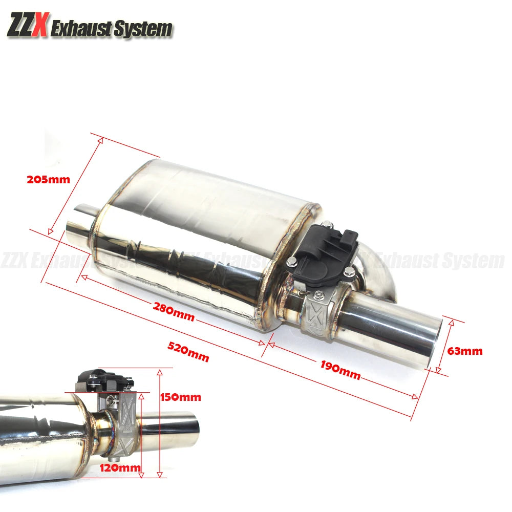 Car accessorie 304 stainless steel exhaust pipe Sports muffler Electric control valve Welding universal Diameter 63mm for e92