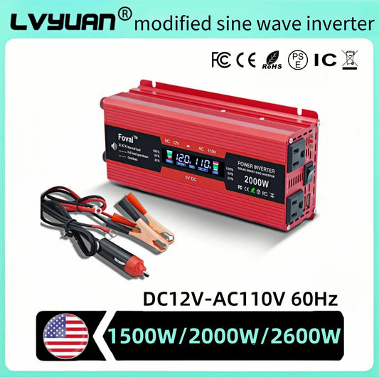 2000W Car Inversor 12V to 110V Universal/EU socket DC to AC Power Inverter home/travel/camping portable power supply Converter