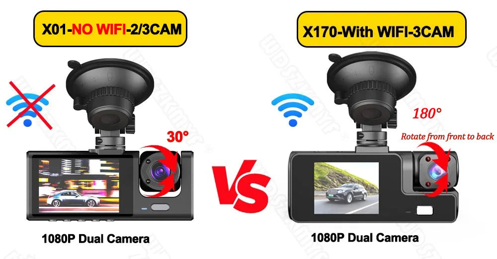 3 Camera Dash Cam For Car Camera 1080P Video Recorder WIFI Car DVR 2lens Front Rear View Camera Night Vision Car Accessories