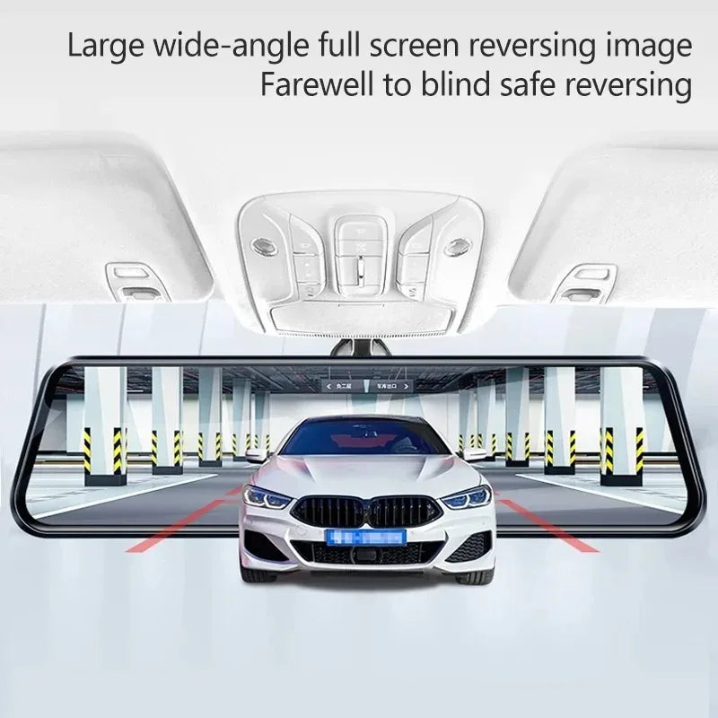 10-Inch Car Touch Screen Rearview Mirror Camera, featuring Front and Rear DVR Dash Cam, Video Recorder BlackBox for Enhanced Driving Safety