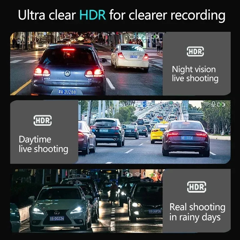 10-Inch Car Touch Screen Rearview Mirror Camera, featuring Front and Rear DVR Dash Cam, Video Recorder BlackBox for Enhanced Driving Safety