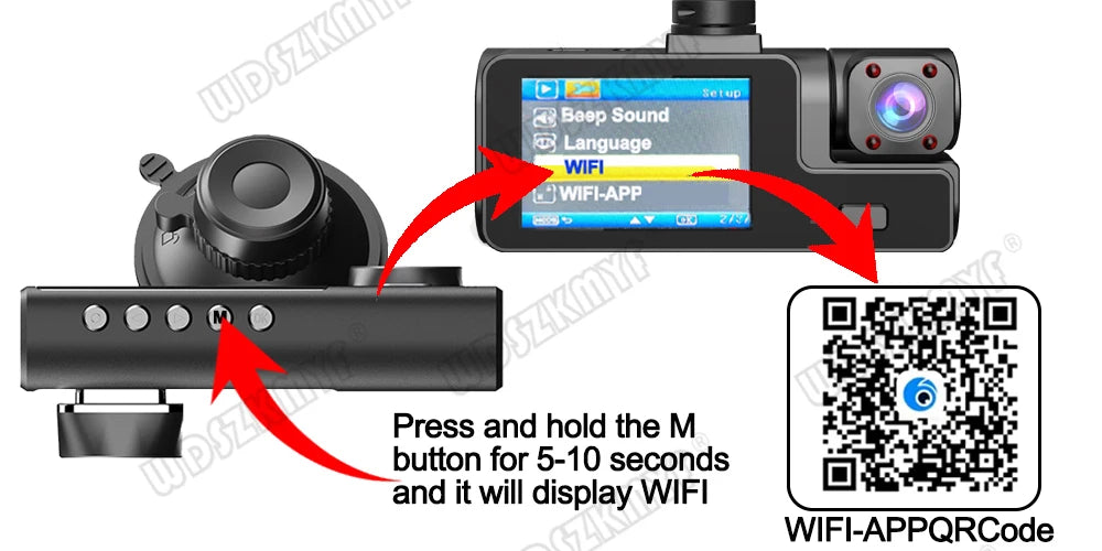 3 Camera Dash Cam For Car Camera 1080P Video Recorder WIFI Car DVR 2lens Front Rear View Camera Night Vision Car Accessories