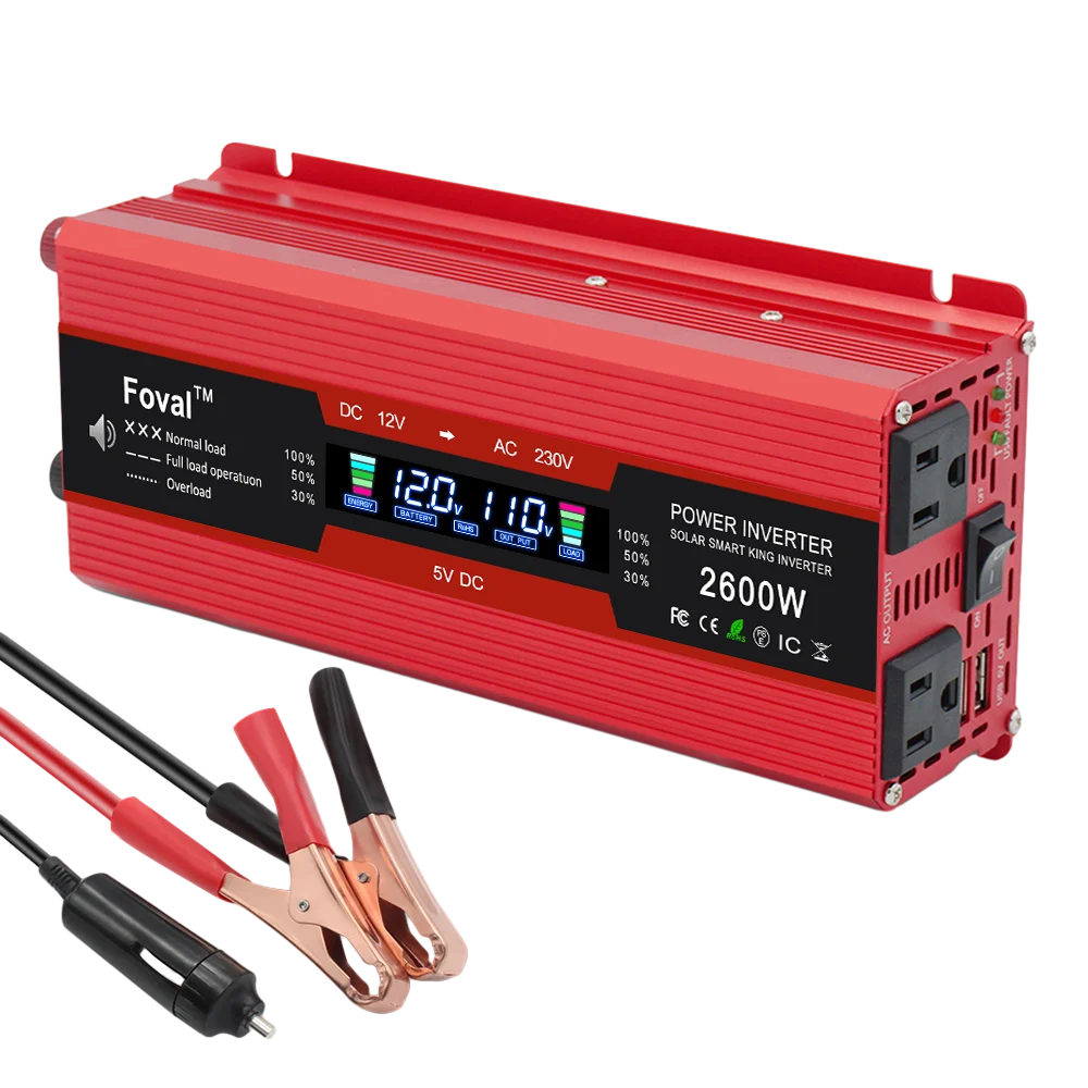2000W Car Inversor 12V to 110V Universal/EU socket DC to AC Power Inverter home/travel/camping portable power supply Converter