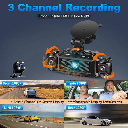 360° Car Dash Cam 3/4 Channels Video Recorder WIFI 1080P Car DVR 3Lens Front left right Rear camera Black Box Car accessory