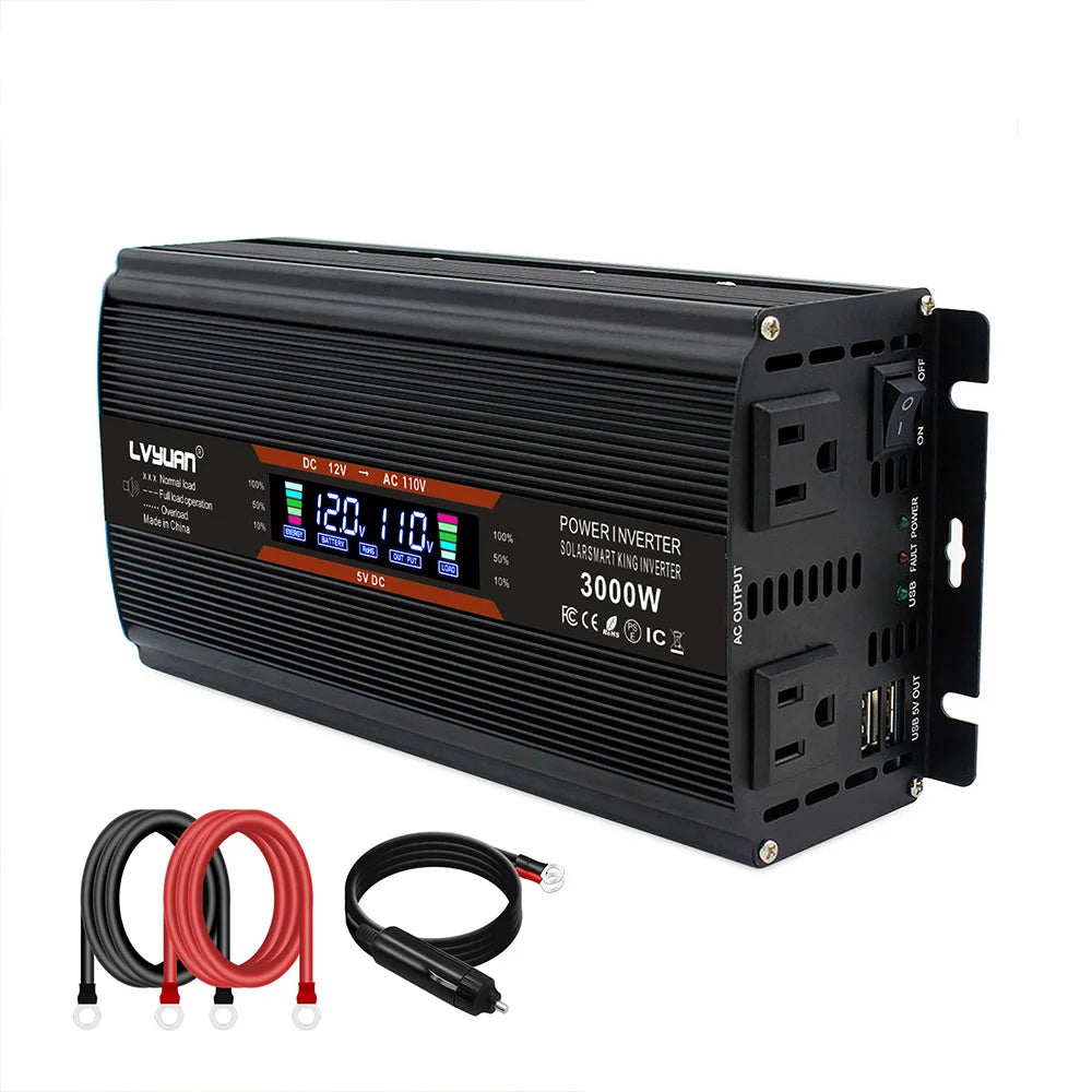 2000W Car Inversor 12V to 110V Universal/EU socket DC to AC Power Inverter home/travel/camping portable power supply Converter