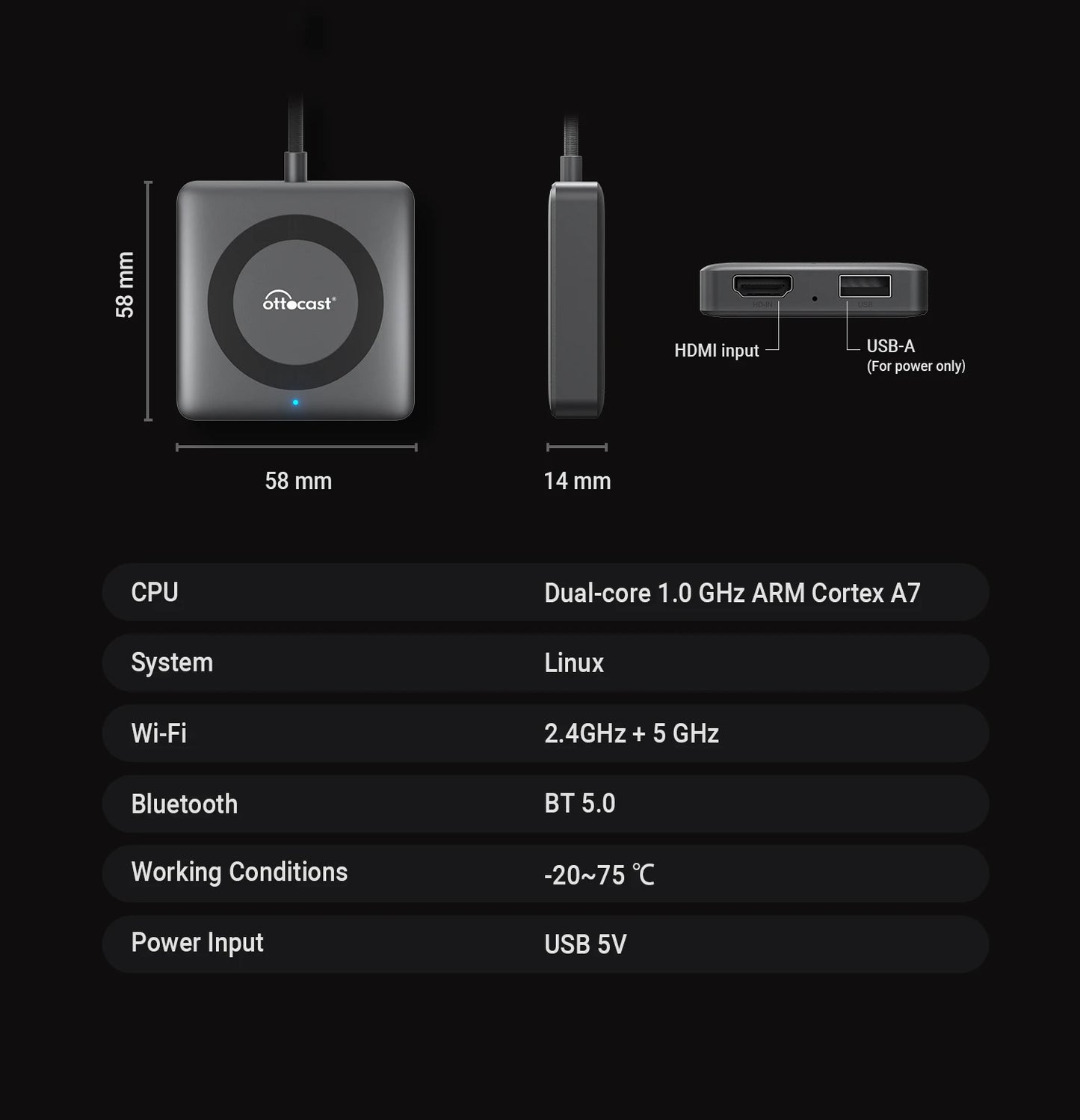 OTTOCAST Car TV Mate Pro C4 Wireless CarPlay Android Auto Adapter Multimedia Adapter Video Converter for HDMI for TV Sticks New