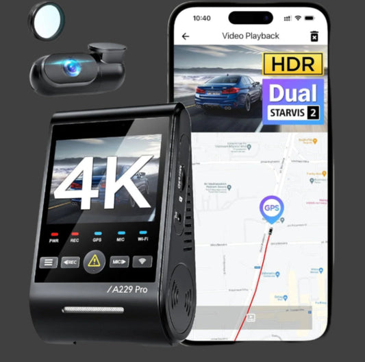A229 Pro 4K HDR Dash Cam, Dual STARVIS 2 IMX678 IMX675, 4K+2K Front and Rear Car Camera, 2 Channel with HDR, Voice Control