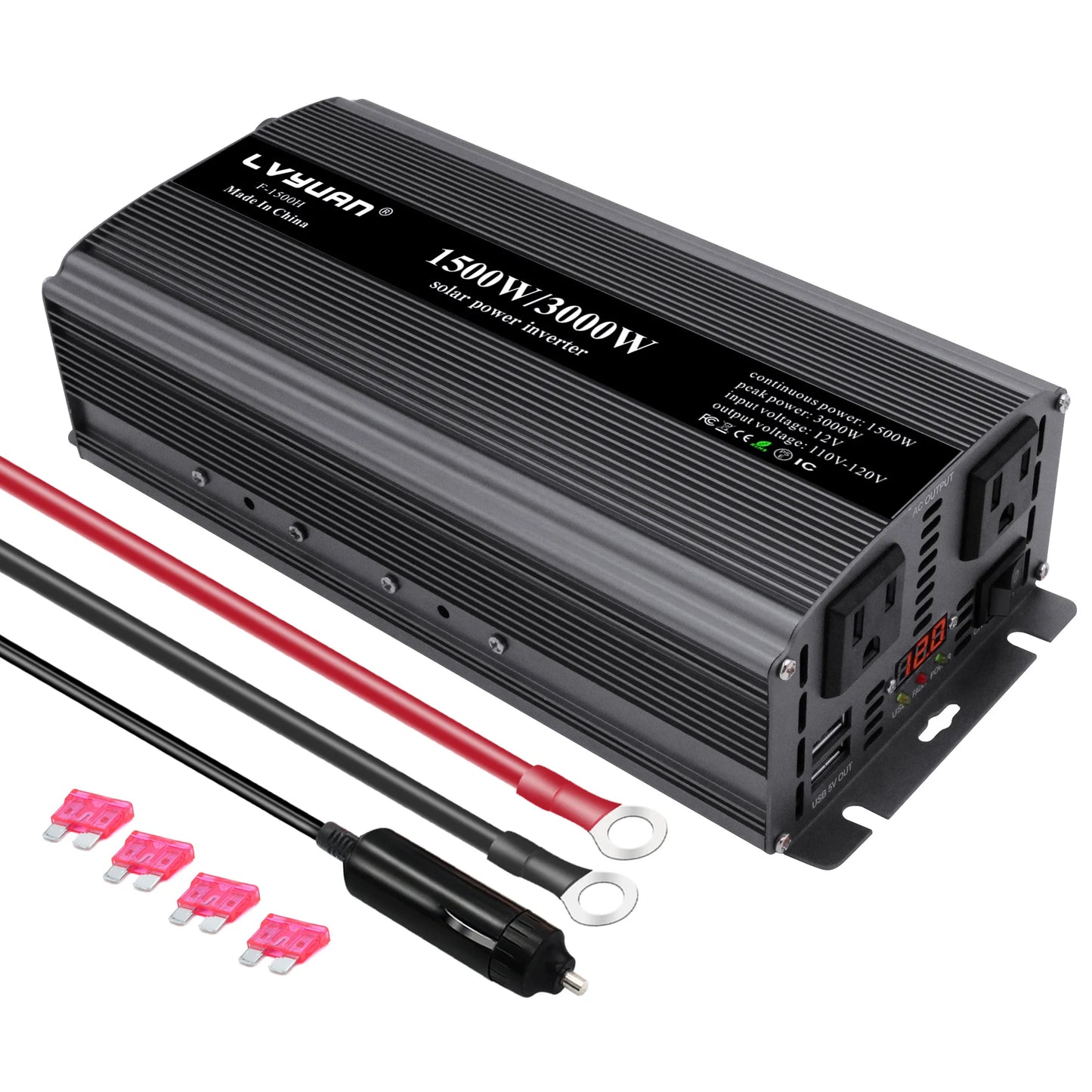 2000W Car Inversor 12V to 110V Universal/EU socket DC to AC Power Inverter home/travel/camping portable power supply Converter
