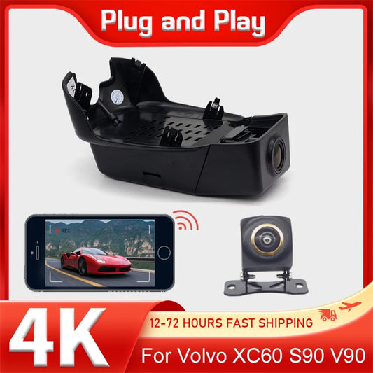 Plug and play Dash Cam For Volvo XC60 S90 V90 2018-2021,Car DVR 4K WiFi Video Recorder Night Camera Auto Parts,Dashcam